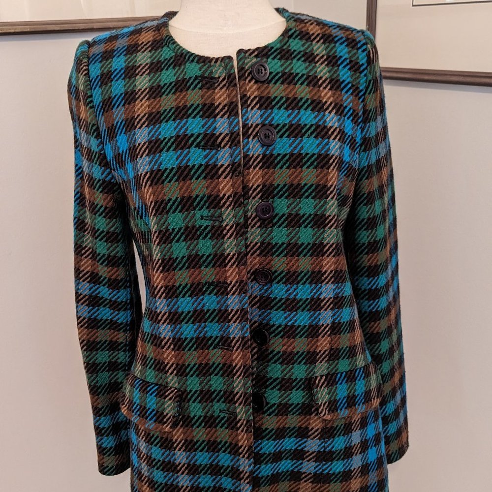 Vintage Mondi Pure Wool Round Neck Blazer with Pockets